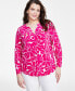 Plus Size Printed Zip-Detail Top, Created for Macy's