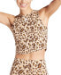 Фото #1 товара Women's Essentials Animal-Print Cropped Tank Top