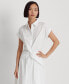 Фото #4 товара Women's Twist-Front Cotton-Blend Shirtdress