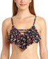 Фото #1 товара California Waves 259196 Women Juniors Floral Flounce Bikini Top Swimwear Size S
