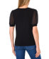 ფოტო #2 პროდუქტის Women's Bejeweled Mixed Media Puff Sleeve Top