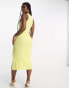 Фото #3 товара The Frolic midi dress with twist high neck and side slit in yellow