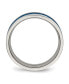 ფოტო #3 პროდუქტის Stainless Steel Polished Blue IP-plated Checkered 7mm Band Ring