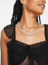 Фото #2 товара Topshop Petite corset lace trim mesh top in black
