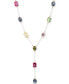 ფოტო #1 პროდუქტის Gold-Tone Multicolor Stone Lariat Necklace, 16" + 3" extender