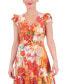 ფოტო #4 პროდუქტის Women's Floral-Print Tiered Midi Dress