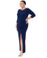 Plus Size Ruched 3/4-Sleeve Gown