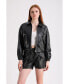 ფოტო #4 პროდუქტის Women's Leather Jacket, Black