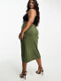 Yours cargo midi skirt in khaki