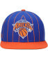 ფოტო #3 პროდუქტის Men's Blue, Orange New York Knicks Hardwood Classics Pinstripe Snapback Hat