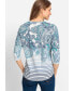 Women's Cotton Blend 3/4 Sleeve Paisley & Stripe T-Shirt мятно-голубой, 10 - фото #2