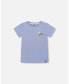 ფოტო #1 პროდუქტის Boy Organic Cotton T-Shirt Blue Printed On Front And Back - Child