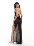 Фото #5 товара ASOS DESIGN halter crochet knit maxi beach dress in black