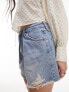 Topshop pleated denim short in bleach