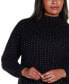 Фото #3 товара Black Label Plus Size Embellished Mock Neck Ribbed Sweater