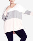 Фото #1 товара Plus Size Sadie Colorblock V-neck Sweater