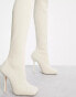 Public Desire Bubbles over the knee knitted stiletto boots in off white