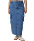 ფოტო #1 პროდუქტის Women's Cargo Denim Maxi Skirt