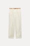 LINEN BLEND STRAIGHT-LEG TROUSERS WITH BELT