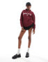 Фото #3 товара Daisy Street quarter zip sweatshirt in burgundy with large collegiate graphic