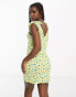 Фото #2 товара JDY exclusive tie shoulder mini dress in yellow & blue floral