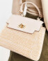 ASOS DESIGN lock detail bag with top handle and detachable crossbody strap in straw