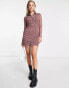 Фото #8 товара Pimkie mesh long sleeve button down polo detail mini dress in pink