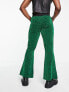 Фото #4 товара ASOS DESIGN flare joggers in green velour burnout