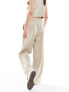 Фото #5 товара Miss Selfridge relaxed pull on trouser in beige pinstripe co ord