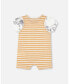 Baby Boy Organic Cotton Onesie And Shortall Set Sand Stripe - Infant