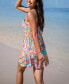 Фото #2 товара Women's Retro Floral Back Tie Cutout Mini Beach Dress