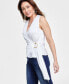 Фото #3 товара Women's Belted Sleeveless Wrap Top, Created for Macy's