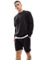 DTT crew neck sweatshirt & jersey short set in black