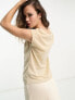 Only v neck t-shirt in gold metallic