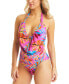 Bar Iii Women's Paradise In The Palms Cowl Neck One-Piece Swimsuit Pink Size M - фото #1