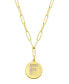 Фото #1 товара Tarnish Resistant 14K Gold Plated Pave Crystal Initial Disc Paperclip Necklace