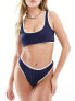 4th & Reckless florence contrast trim bikini top in navy