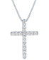 ფოტო #1 პროდუქტის Lab Grown Diamond Cross Pendant Necklace (1/2 ct. t.w.) in Sterling Silver, 16" + 2" extender