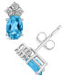 ფოტო #1 პროდუქტის Blue Topaz (1-1/6 ct.t.w) and Diamond (1/8 ct.t.w) Stud Earrings in 14K White Gold