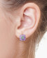 ფოტო #2 პროდუქტის EFFY® Pink Amethyst (6-3/8 ct. t.w.) & Green Quartz (3-1/20 ct. t.w.) Flower Stud Earrings in Sterling Silver