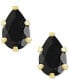 ფოტო #3 პროდუქტის Onyx Pear Solitaire Six Prong Stud Earrings in 14k Gold