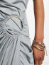 ASOS DESIGN fallen shoulder draped ring detail midi dress in soft grey