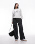 Topshop graphic rubberised studio est 2004 oversized sweat in grey marl