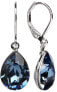Elegant earrings with Pear Denim Blue crystals