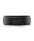 Black Zirconium Polished Ridged Edge Wedding Band Ring