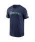 Фото #3 товара Men's Felix Hernandez Navy Seattle Mariners Hall of Fame Name and Number Sleeve Patch T-shirt