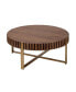 Modern Wood Coffee Table with Stainless Steel Pedestal Base