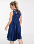 Closet London Maternity high neck pleated midi dress in navy