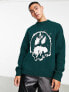 Фото #1 товара Weekday johan jacquard drippy face sweater in green