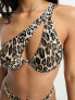 Фото #3 товара South Beach mix & match underwire one shoulder bikini top in leopard print